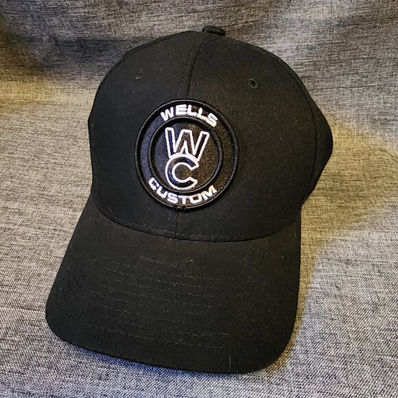 Richardson Pro 185 L-XL Black Embroidered Wells Custom Baseball Cap - Picture 2 of 8